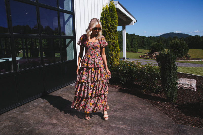 Frenzy Floral Maxi Dress, Brown