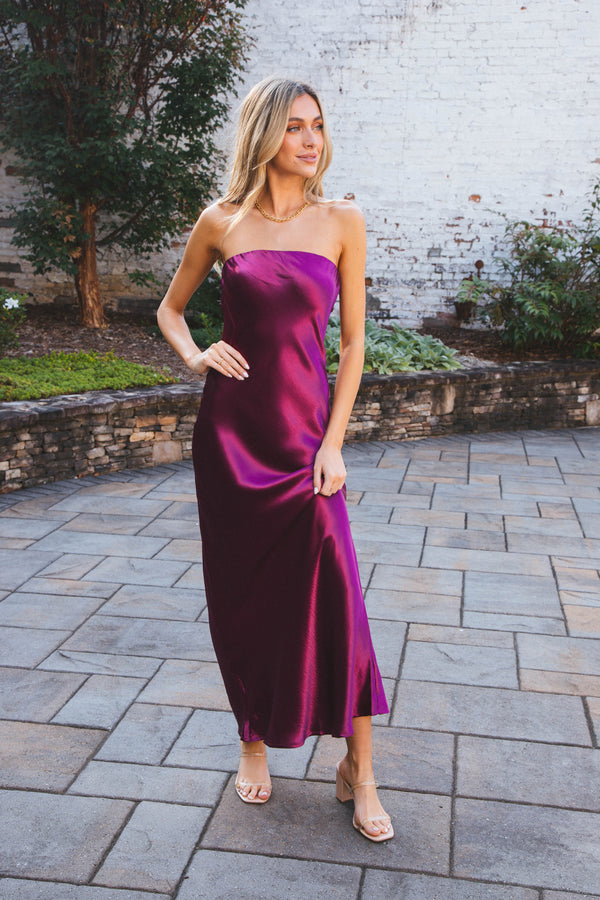 Dress To Impress Maxi Tube Dress, Wine