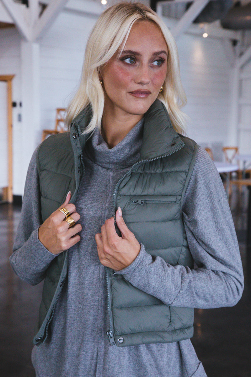 Effortlessly Cozy Cowl Neck Top, Heather Gray