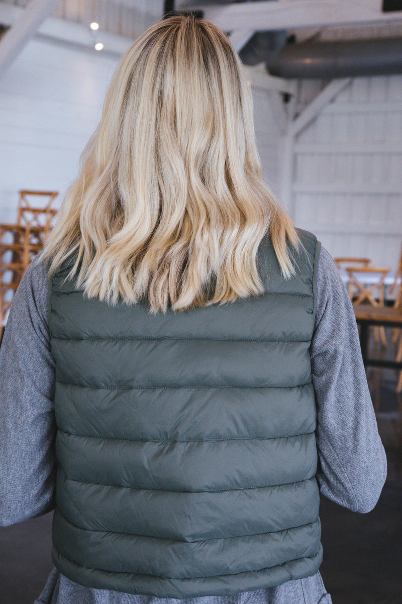 Perdita Puff Vest, Evergreen