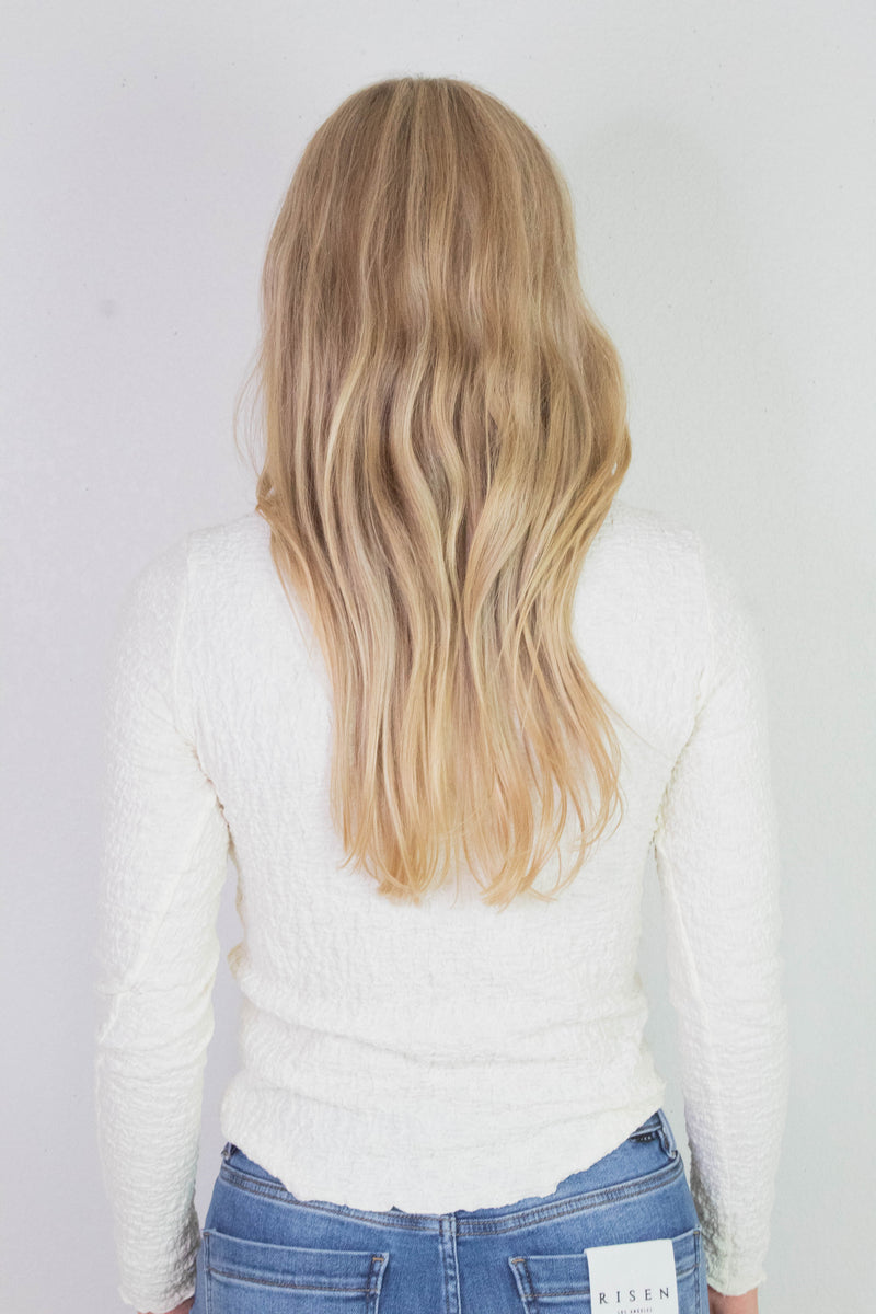 Hope Textured Crinkle Knit Top, Cream