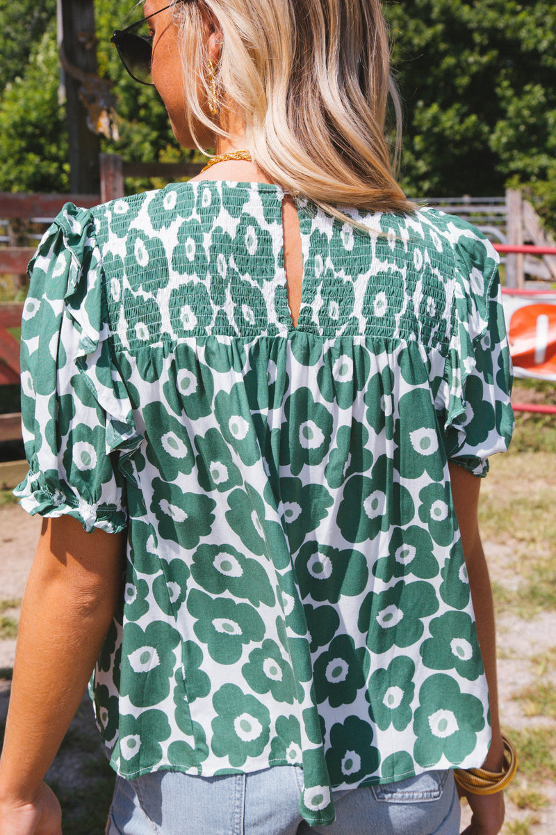 This Is Me Smocked Blouse, Green