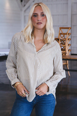 Kenzie Striped Shirt, Army Stripe | Velvet Heart