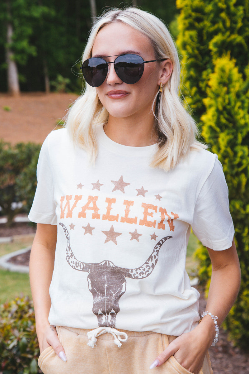 Wallen Longhorn Graphic Tee, Ivory | Extended Sizes