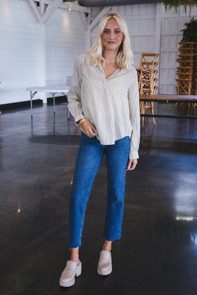 Samara Hem Detail Straight Leg Jeans, Dark Denim