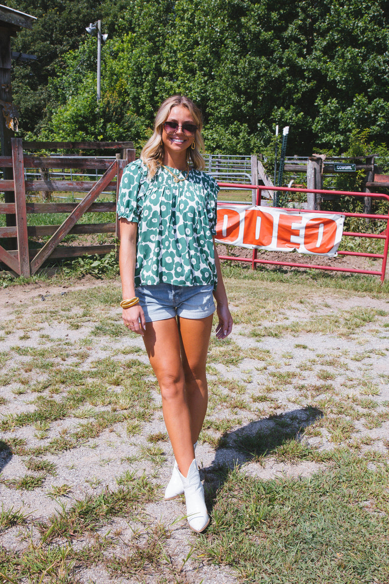 This Is Me Smocked Blouse, Green