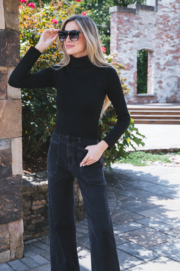 Lessie Turtleneck Sweater, Black