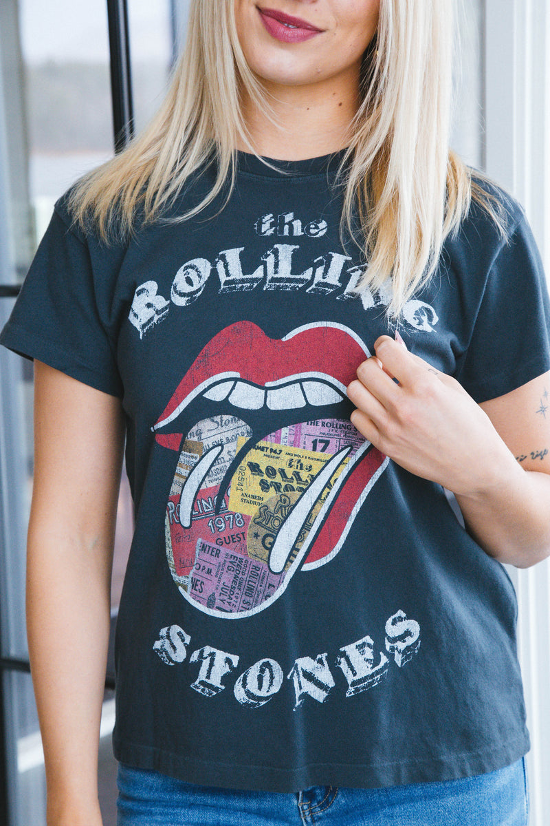 Rolling Stones Tongue Tour Tee, Vintage Black | Daydreamer