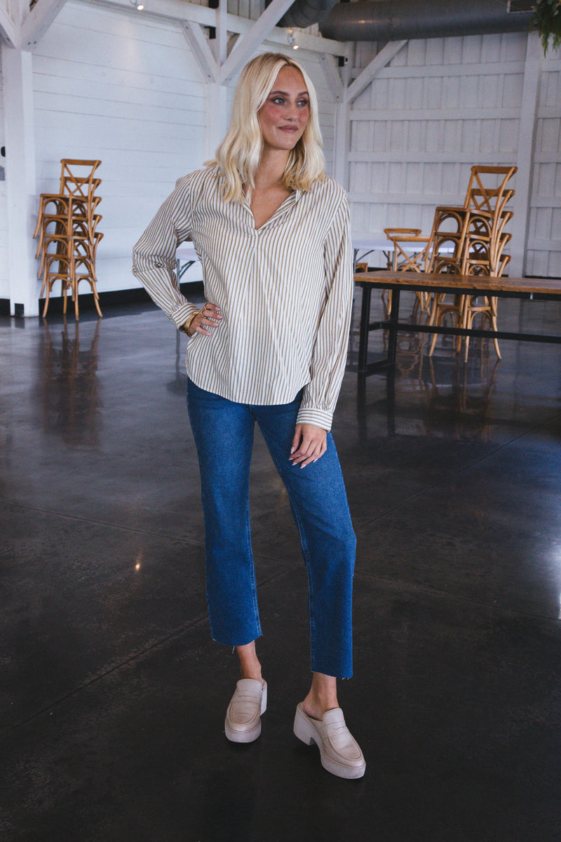 Kenzie Striped Shirt, Army Stripe | Velvet Heart