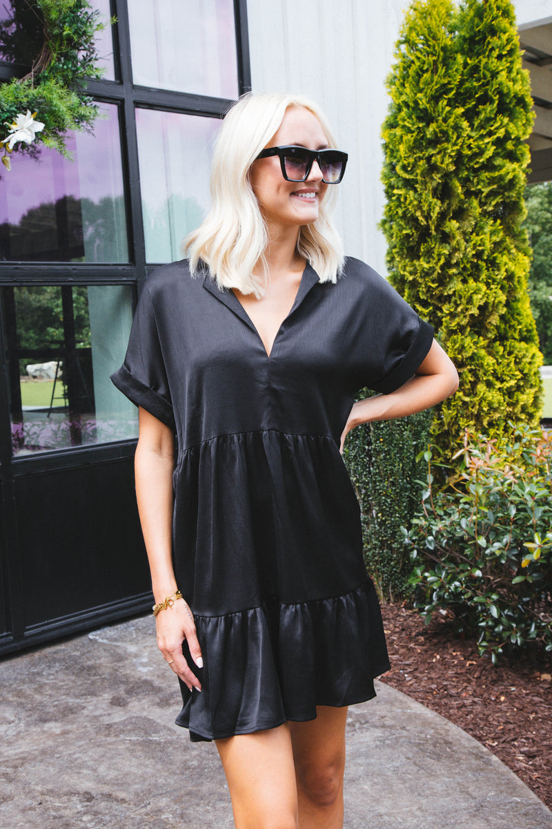 Serrano Tiered Dress, Black