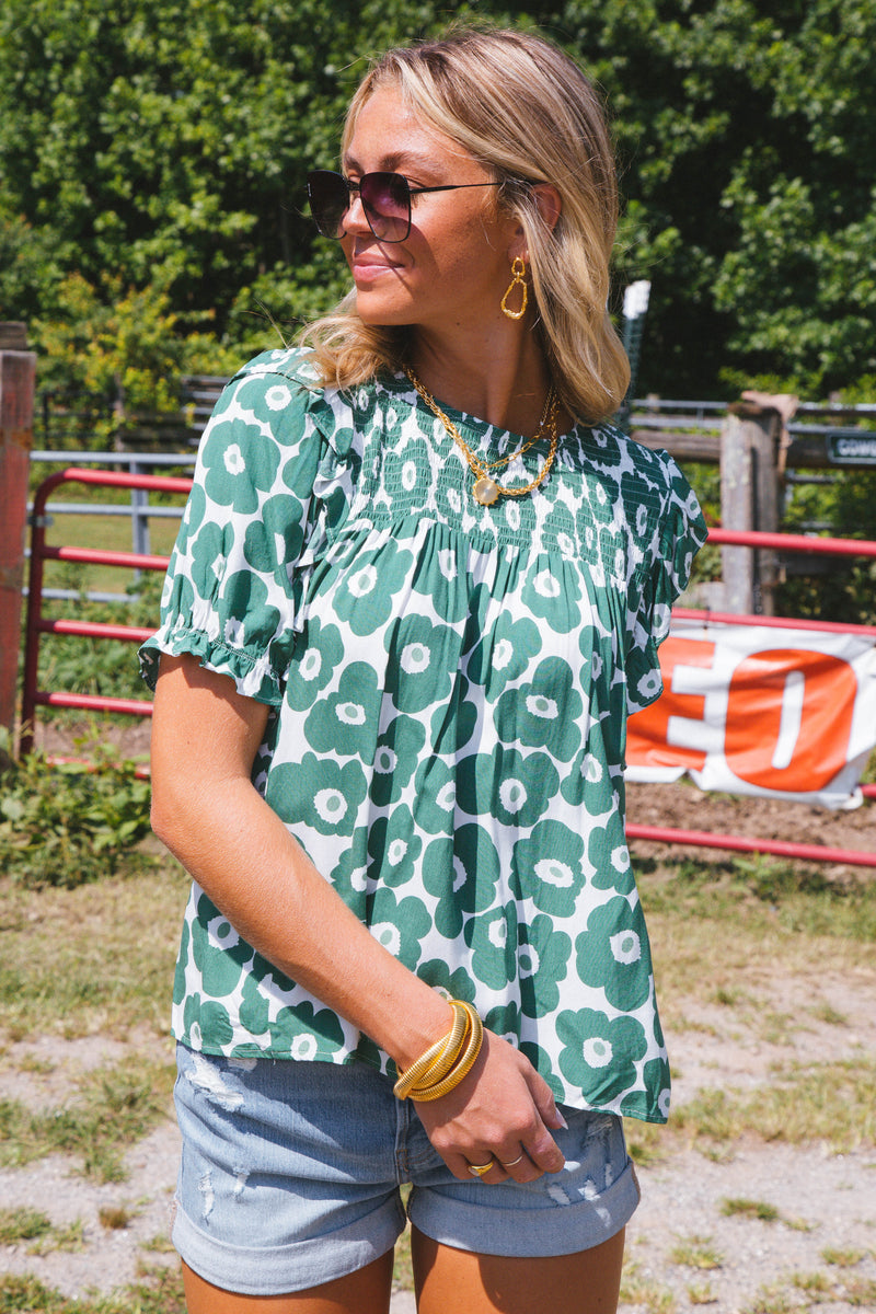 This Is Me Smocked Blouse, Green