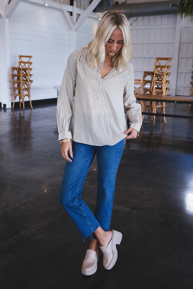 Kenzie Striped Shirt, Army Stripe | Velvet Heart