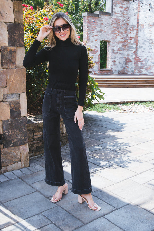 Lessie Turtleneck Sweater, Black