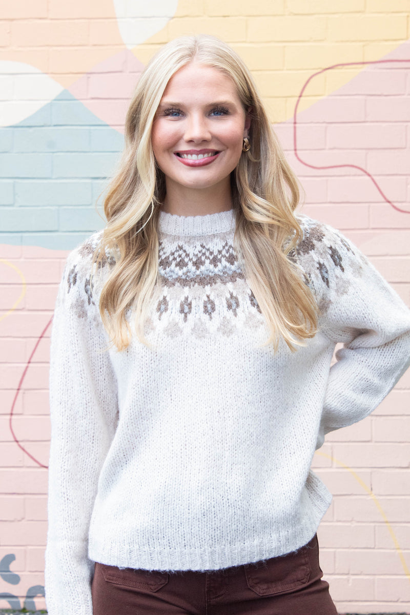 Margaret Fair Isle Pattern Sweater, Ivory Multi