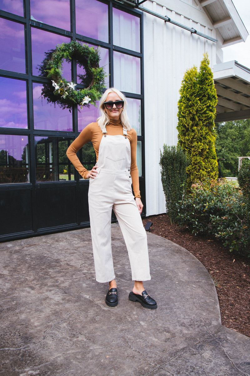 Nomad Corduroy Overalls, Cream |  Sadie & Sage