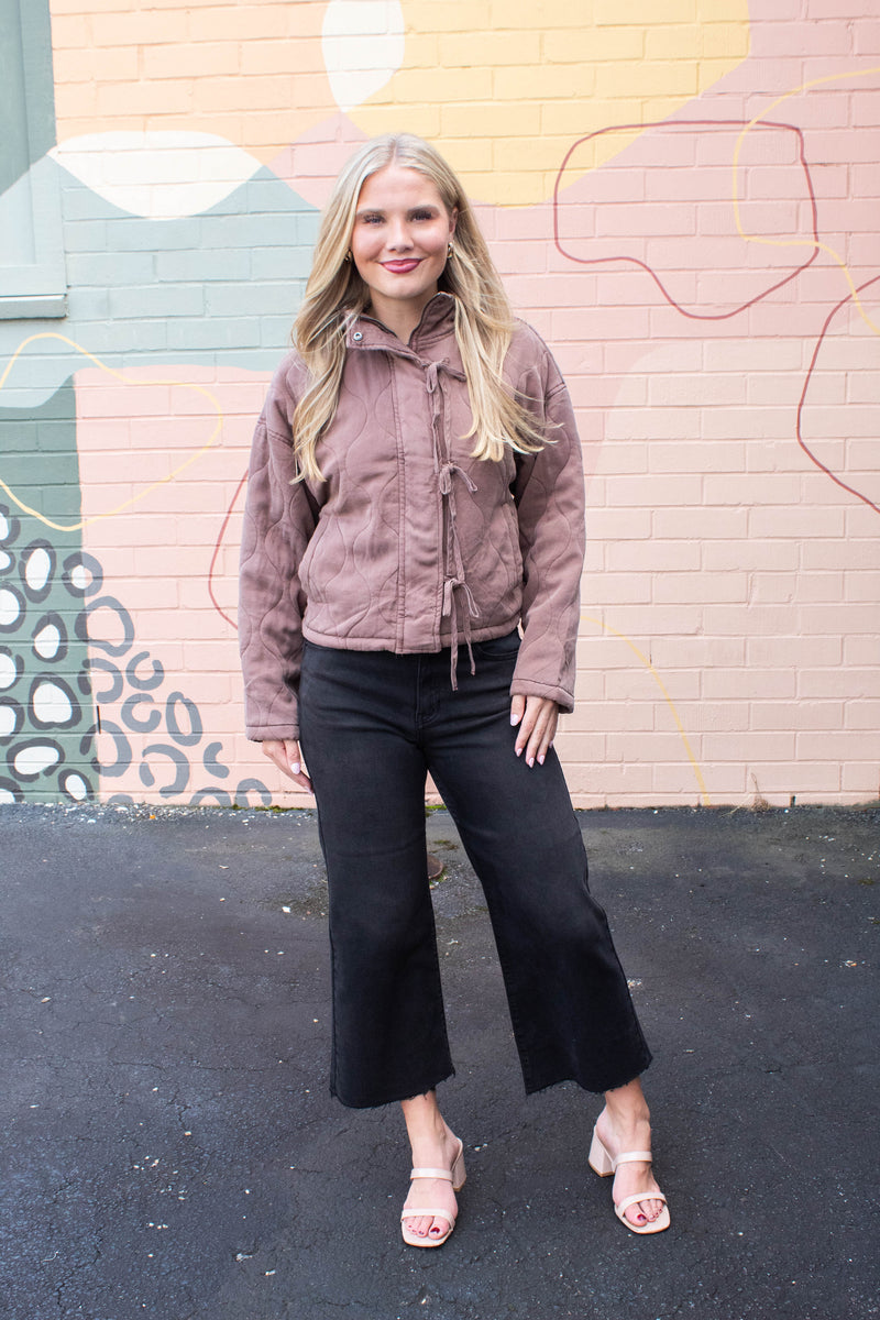 Leslie Washed Quilted Jacket, Brown