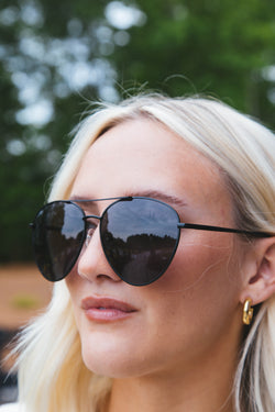 Charlie Aviator Sunglasses, Black/Smoke | I-SEA