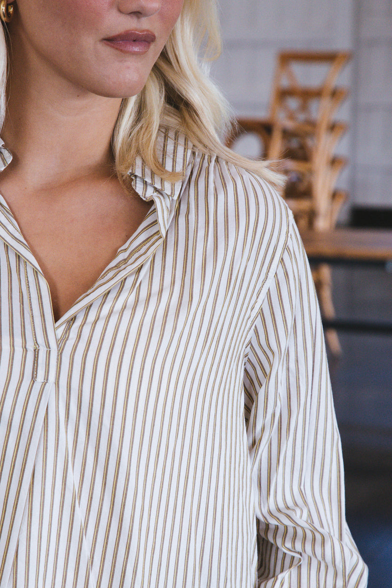 Kenzie Striped Shirt, Army Stripe | Velvet Heart