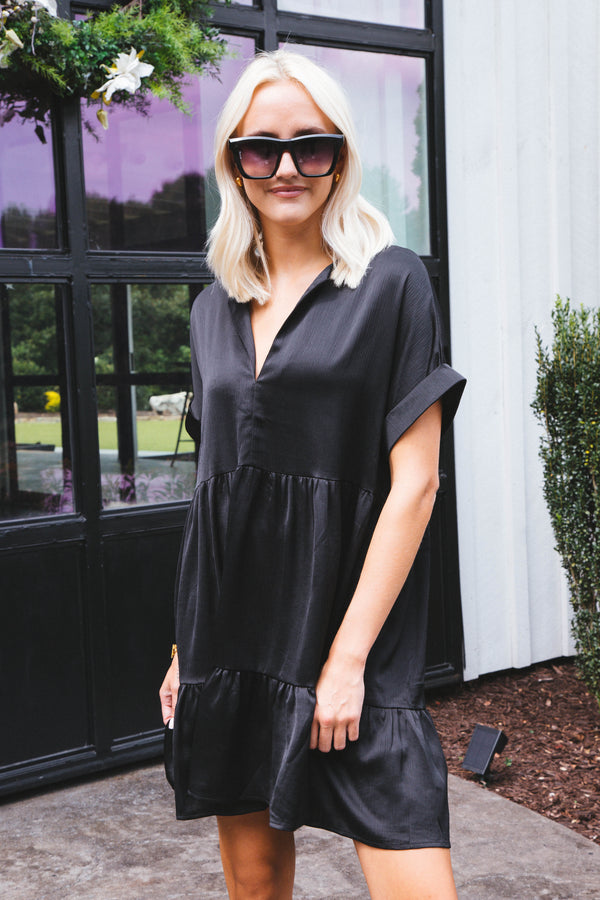 Serrano Tiered Dress, Black