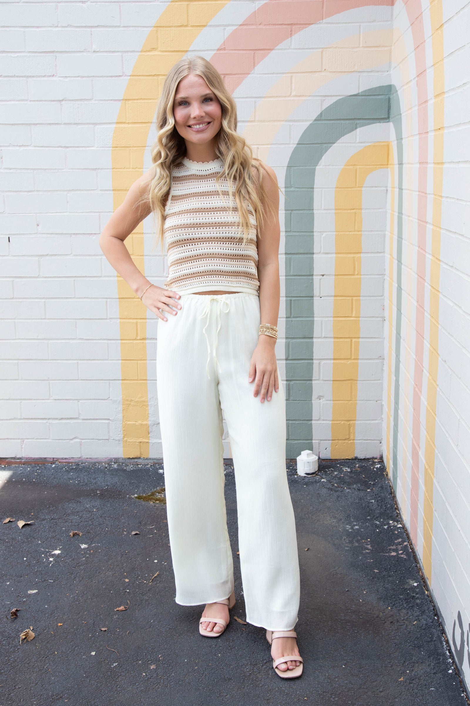 Tisha Striped Sweater Tank, Cream Multi | Sadie & Sage – North