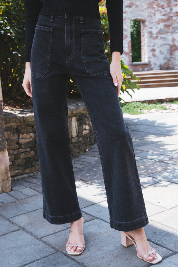 Dinah Denim Utility Pants, Black