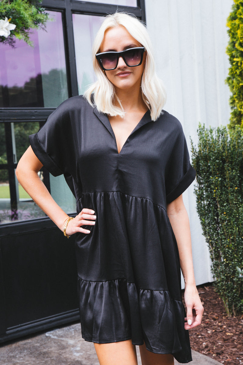 Serrano Tiered Dress, Black