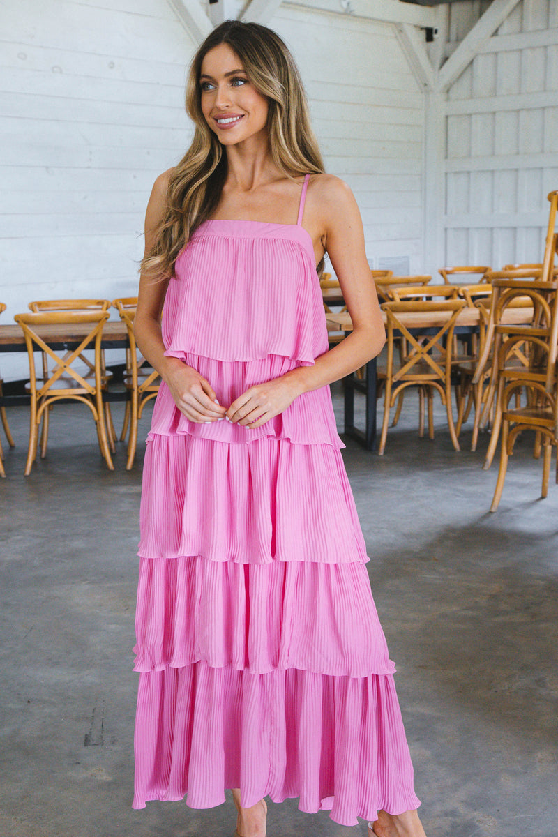 Pretty Please Pleated Dress, Pink