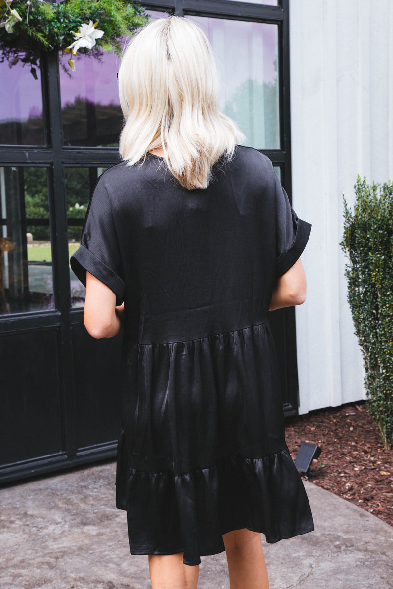 Serrano Tiered Dress, Black