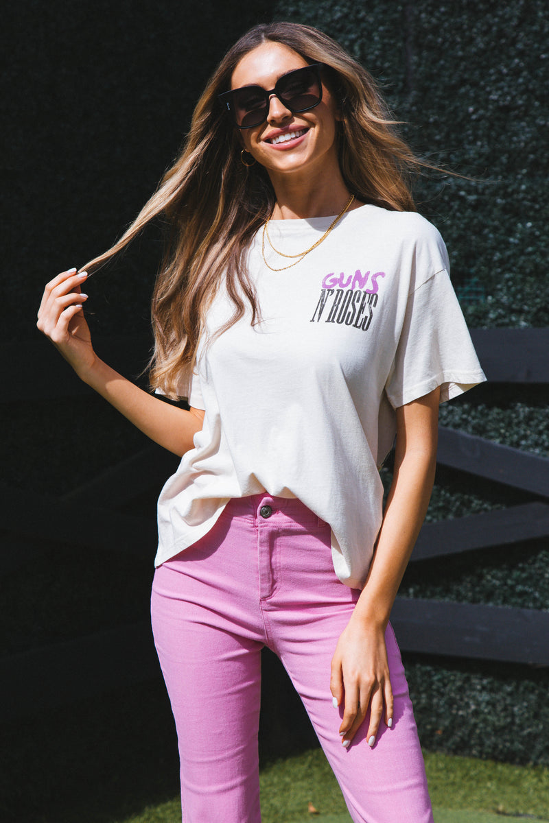 Guns N Roses Was Here Graphic Tee, Dirty White | DayDreamer