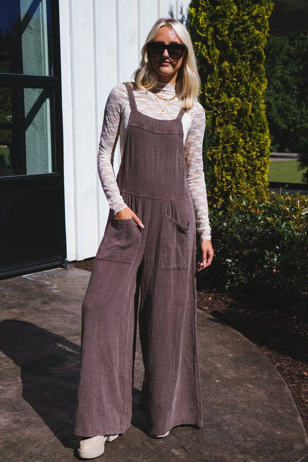 Kelly Vintage Garment Dye Jumpsuit, Chocolate