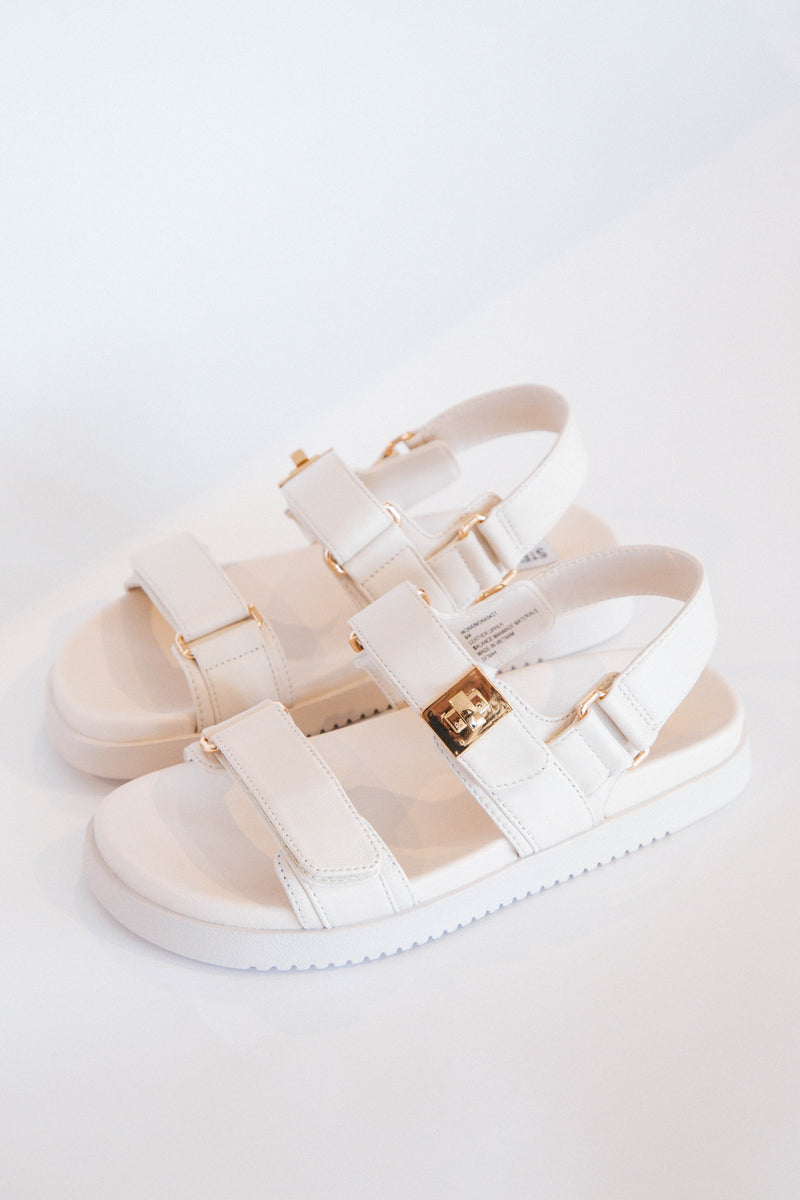 Mona Leather Flatform Sandal, Bone | Steve Madden