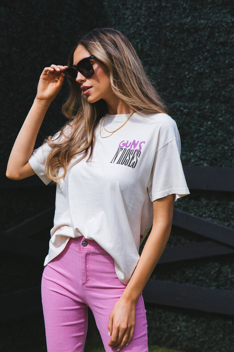Guns N Roses Was Here Graphic Tee, Dirty White | DayDreamer