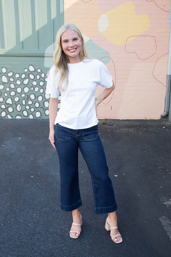 Ada Shirred Waist Dolman Tee, White | Sanctuary