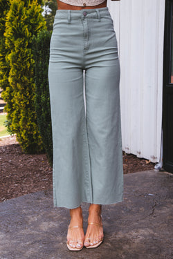 Aria High Rise Wide Leg Pants, Sage