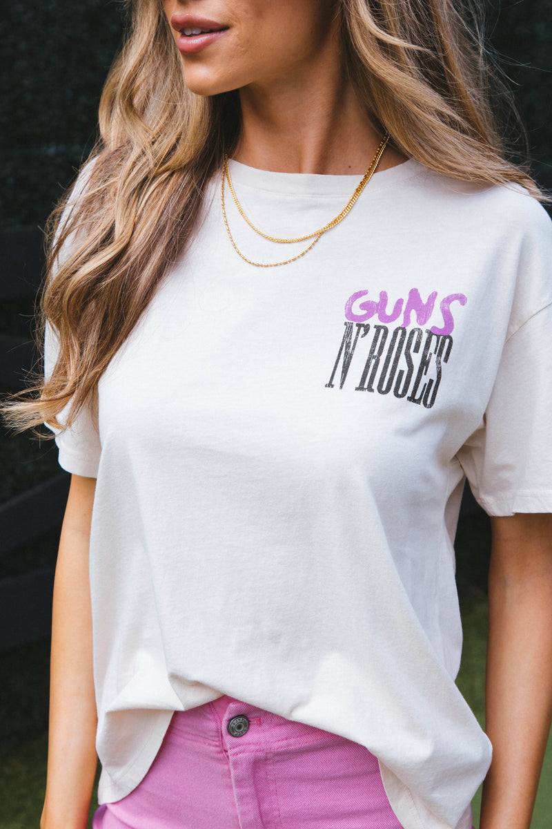Guns N Roses Was Here Graphic Tee, Dirty White | DayDreamer