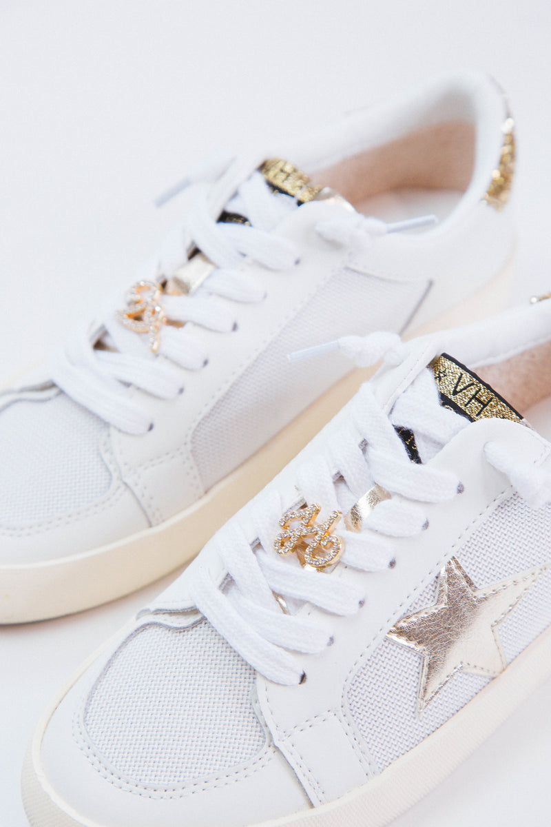 Reflex Metallic Star Sneaker, White/Gold Mesh | Vintage Havana