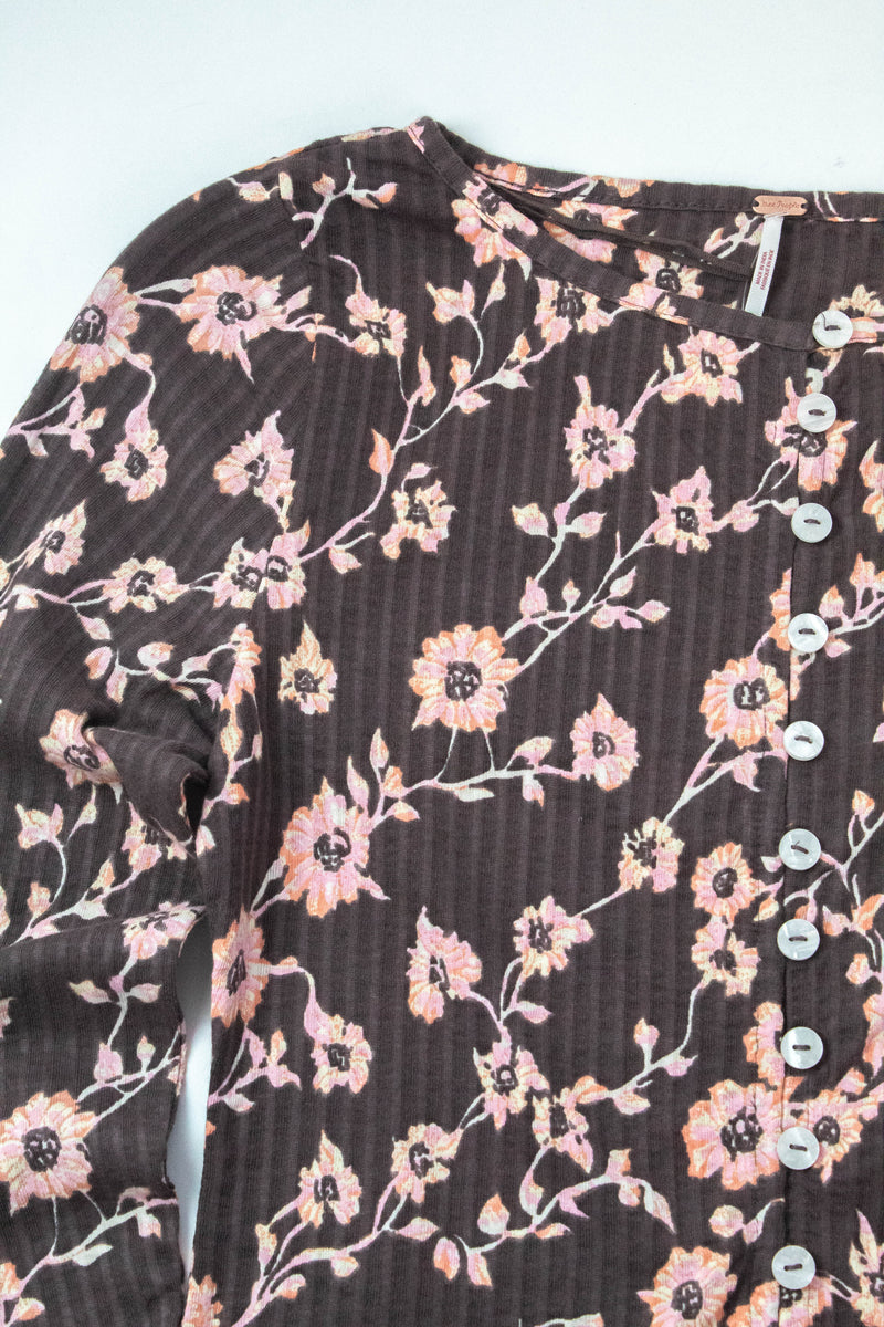 Tilly Printed Cardigan, French Chocolate | Free People