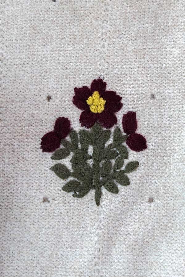 Alayna Embroidered Blossom Sweater, Mocha