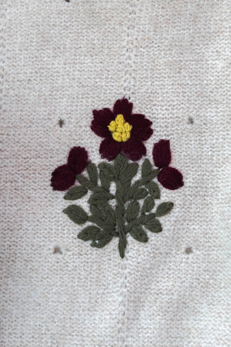 Alayna Embroidered Blossom Sweater, Mocha