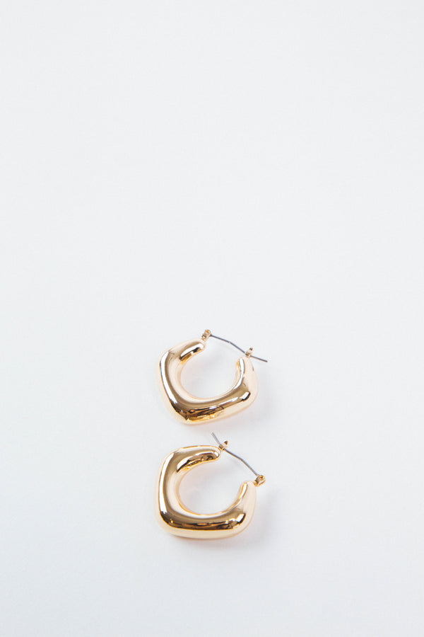 Mae Puffy Rhombus Hoop Earrings, Gold