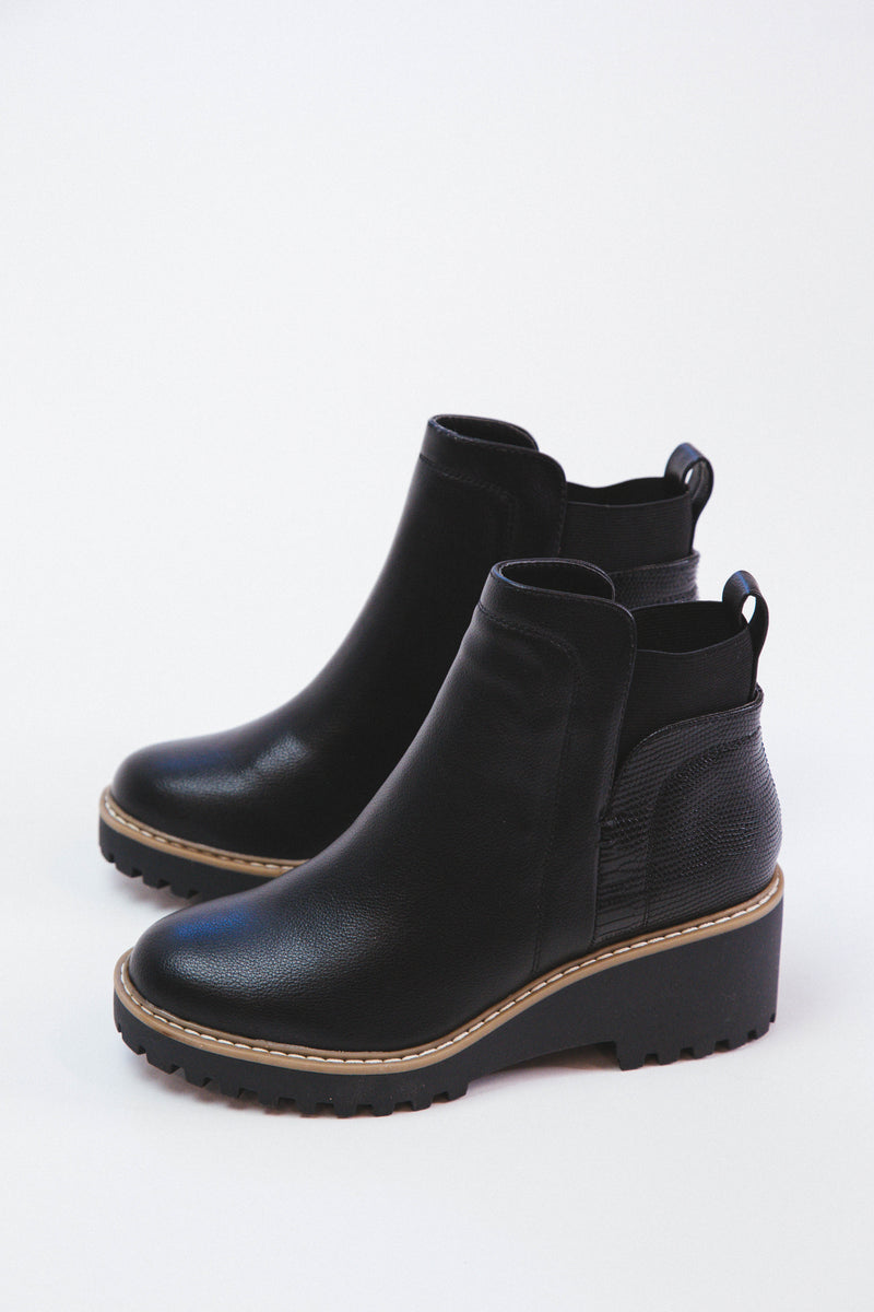Rielle Lug Wedge Bootie, Black Exotic | DV by Dolce Vita