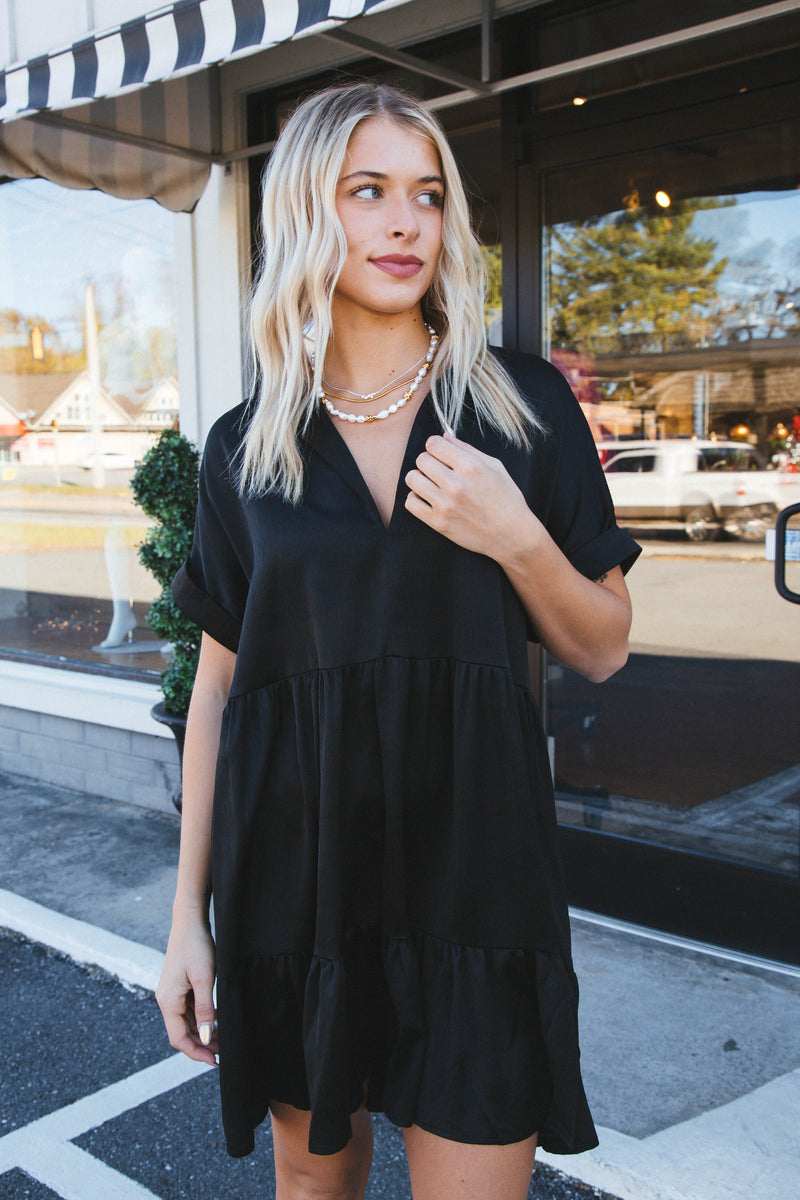 Serrano Tiered Dress, Black