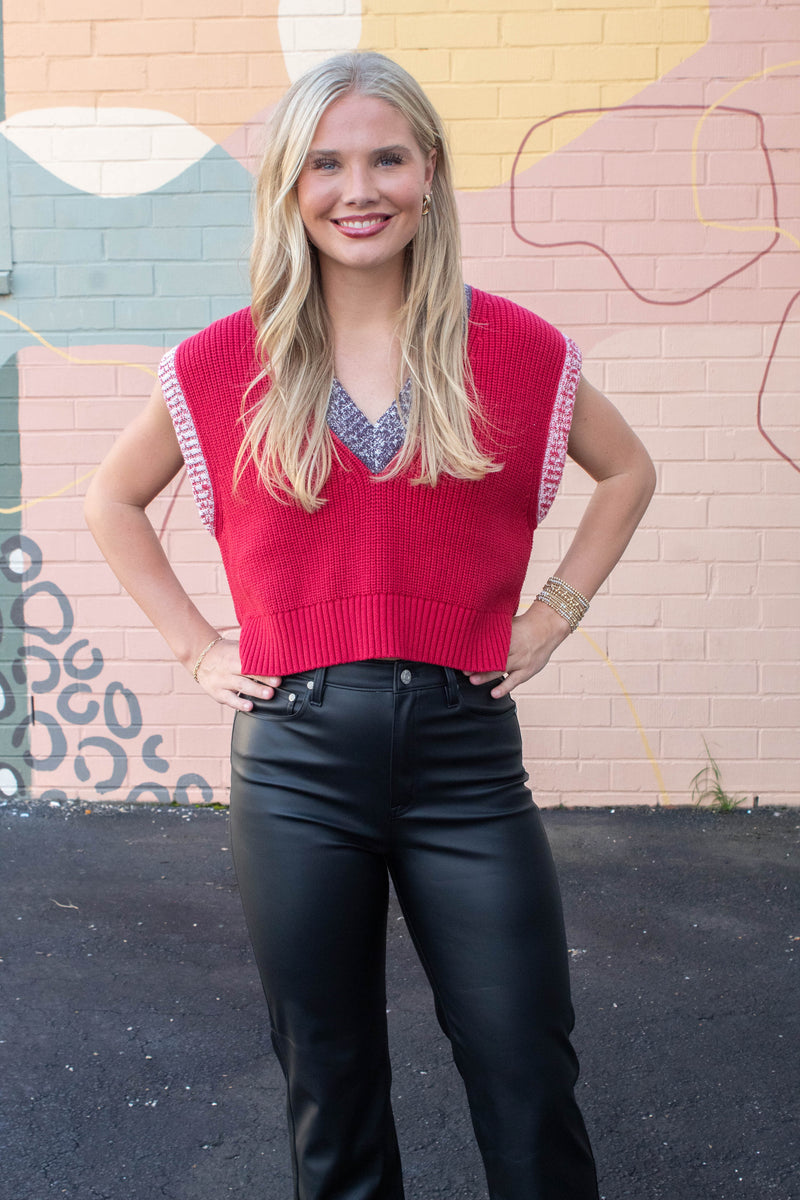 Leilani Contrast Trim Vest, Scarlet Combo