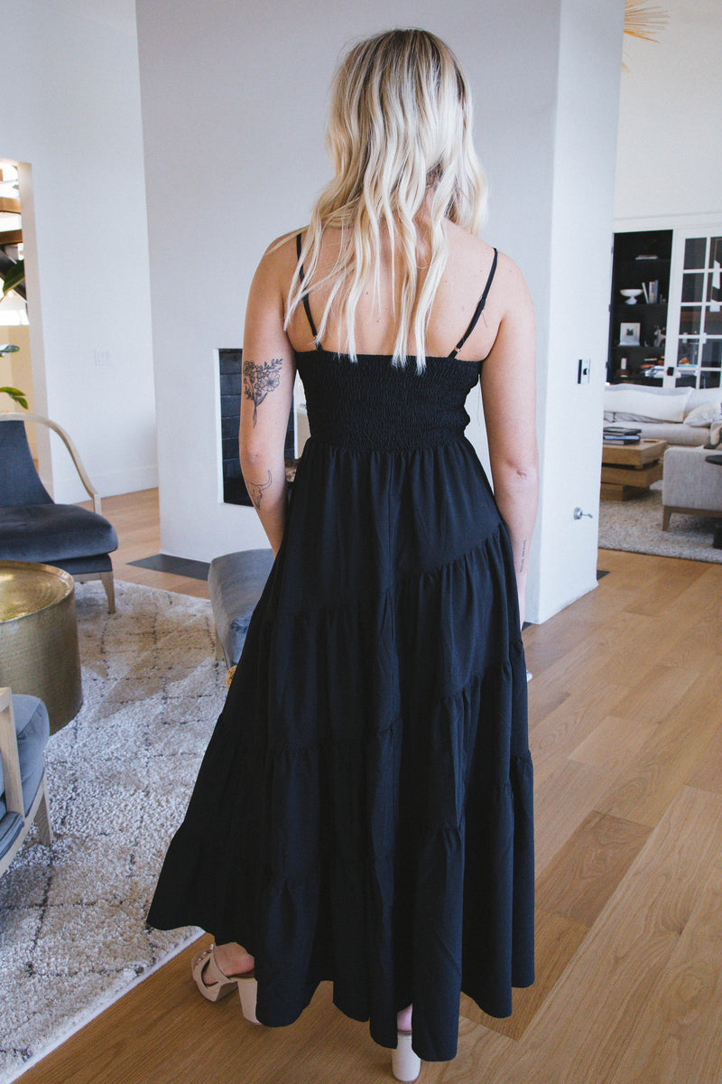 Adeline Twist Detail Maxi Dress, Black