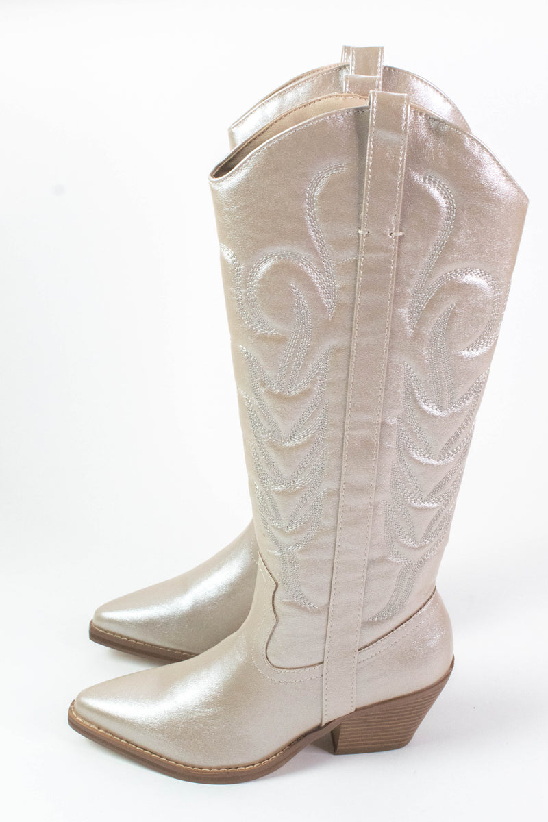 Dixie Metallic Tall Cowboy Boot, Platino | Coconuts by Matisse