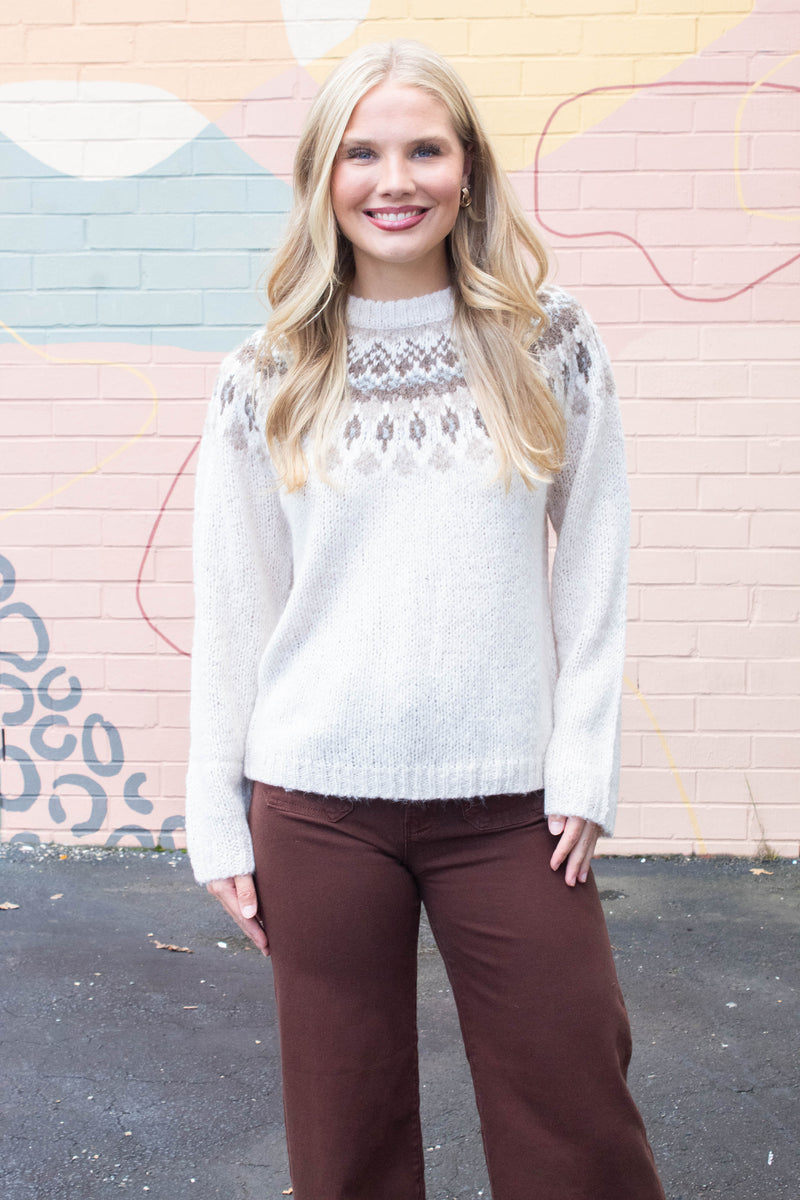 Margaret Fair Isle Pattern Sweater, Ivory Multi