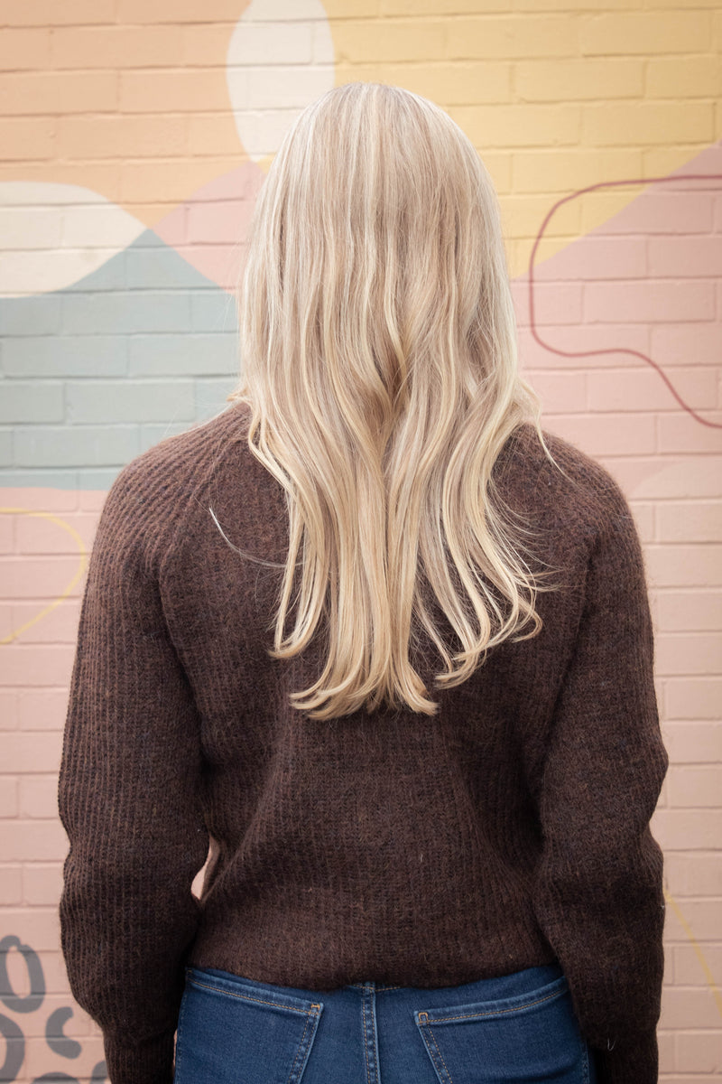 Usha Raglan Sleeve Cardigan, Brown Melange | RD Style