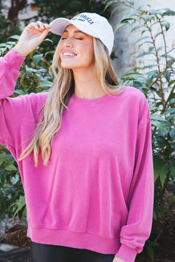 Cacia Crew Neck Sweatshirt, Fuchsia