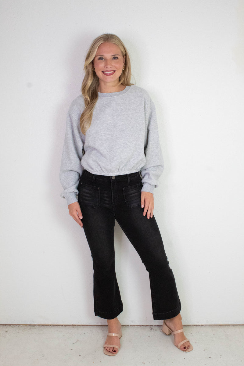 Hazel Bubble Hem Sweatshirt, Heather Gray
