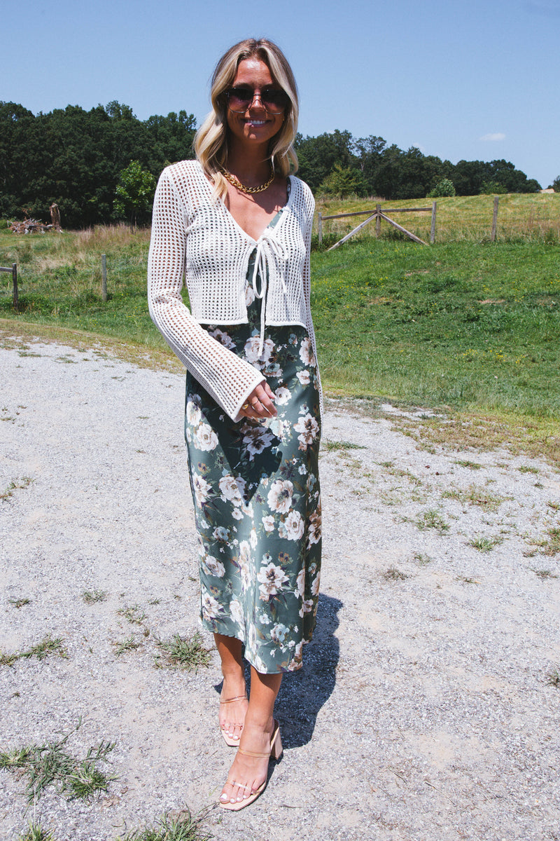 Sincerely Me Crochet Cardigan, Oatmeal